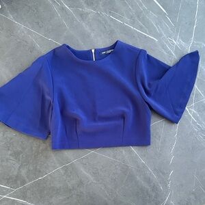 Royal Blue Crop Top with Bell Sleeves